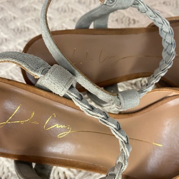 LOLA CRUZ Grey & Tan Suede Ankle Strap Heels - Picture 8 of 16